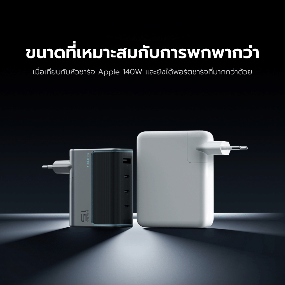 หัวชาร์จเร็ว CUKTECH AD1404T 140W สีเทา GAN3 4 พอร์ต รองรับชาร์จไว PD3.1
